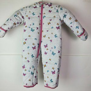 Oshkosh B'Gosh Baby 12M Sherpa Lined Pram Snowsuit Butterfly Hooded One Piece
